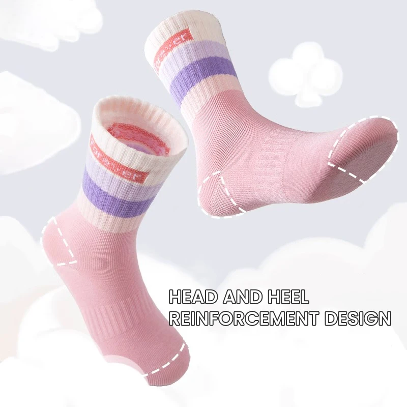 5Pairs 1-14Years High-End Girl's Mid-tube Socks High Elasticity Wearing Long Johns Without Squeezing Your Legs Athletic Socks 2