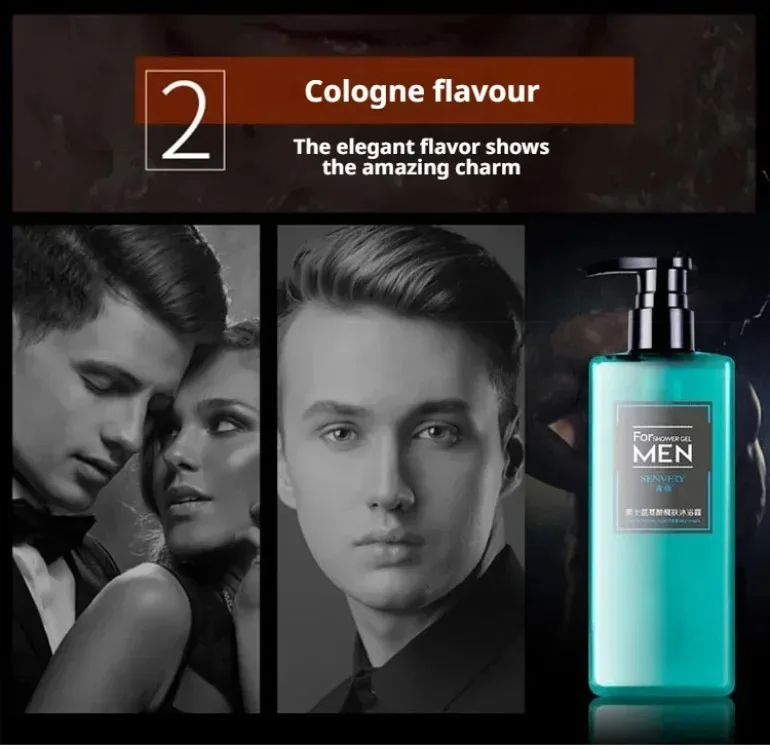 500ml Men's Refreshing Oil Control Shampoo & Body Wash, Amino Acid Hydrating Formula, Long-Lasting Fragrance Grooming
