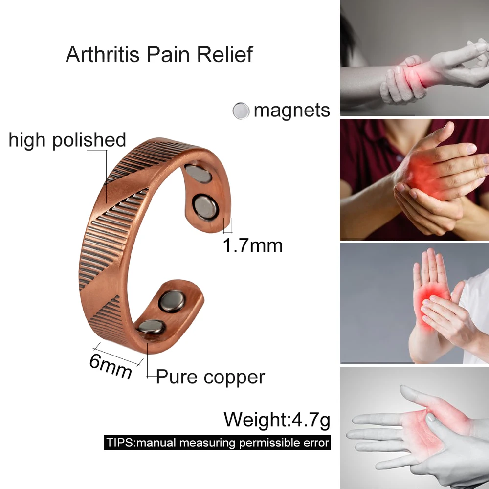 Pure Copper Magnetic Rings for Men Women Adjustable Vintage 6mm Open Cuff Jewelry Wedding Bands Resizable Finger wedding rings finger rings fashion rings fashion ring metal rings