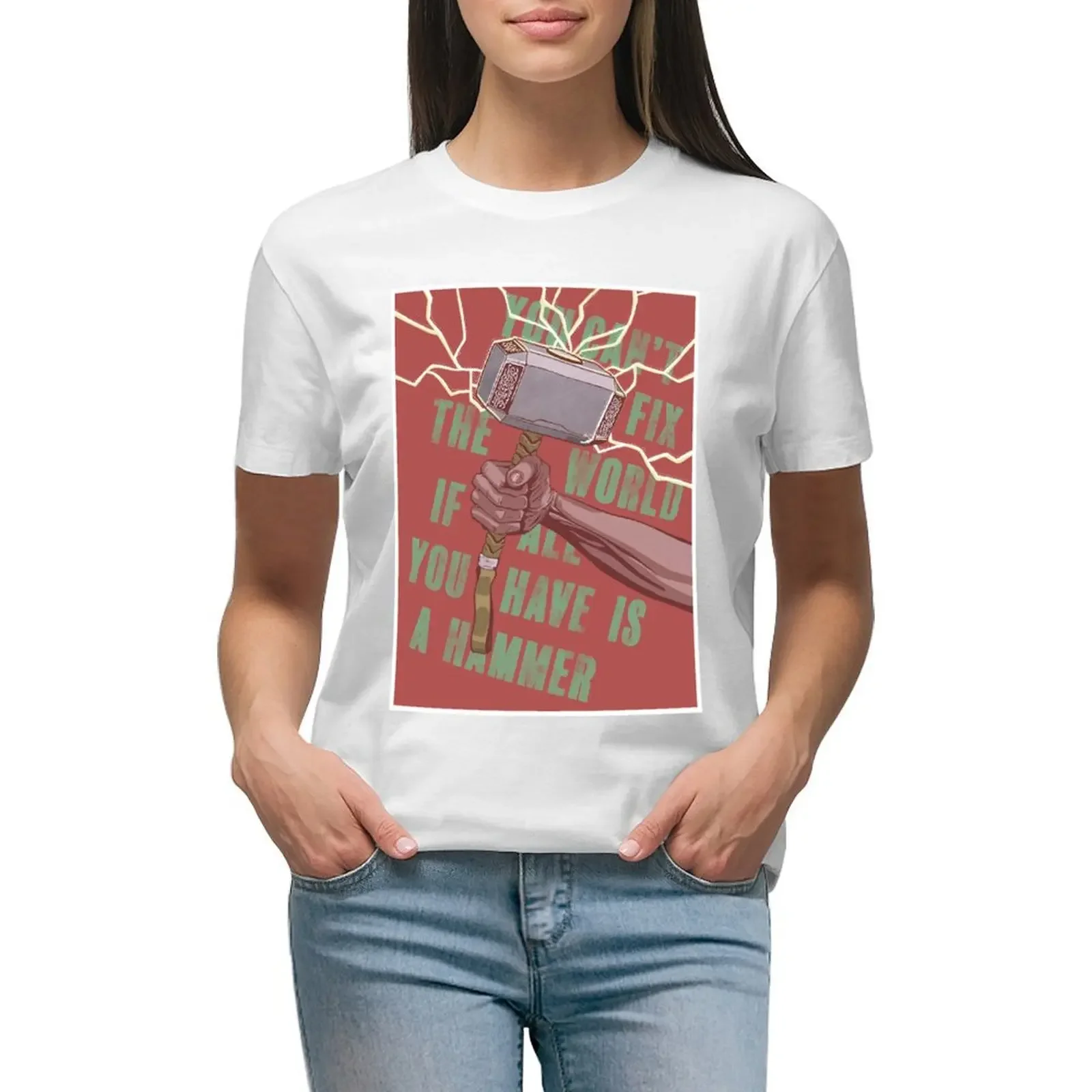 

Hammer T-shirt animal print shirt for girls Short sleeve tee rock and roll t shirts for Women