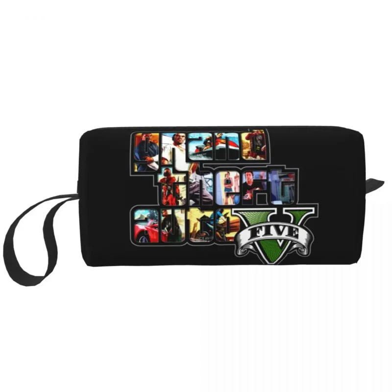 

Kawaii Grand Theft Auto Travel Toiletry Bag for Women GTA Adventure Game Cosmetic Makeup Organizer Beauty Storage Dopp Kit Bags