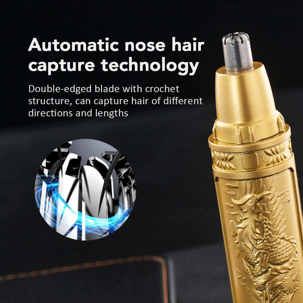 2-IN-1 Electric Nose Hair Trimmer Portable Nose Ears Hair Trimmer for Men Rechargeable Painless Clipper 5