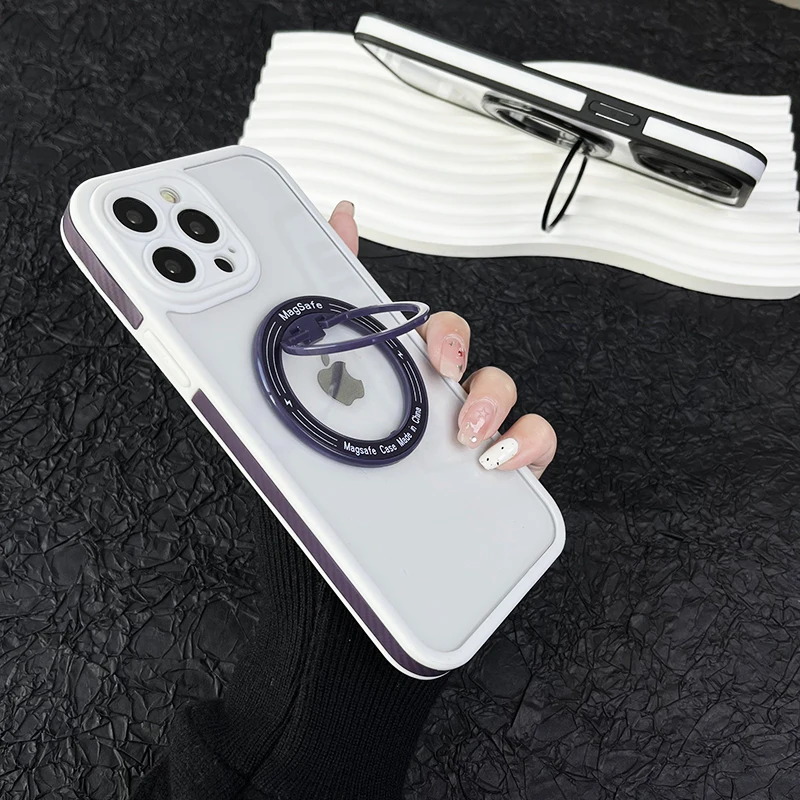 

Модный прозрачный Магнитный чехол-подставка для телефона iPhone 15 14 13 12 11 Pro Max, противоскользящий силиконовый чехол-бампер
