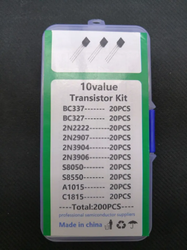 Kit Transistor TO-92 10 Valori X 20 Pz: BC337, BC327, 2N2222, 2N2907, 2N3904, 2N3906, S8050, S8550, A1015, C1815 – 200 Pezzi In Box Ordinato