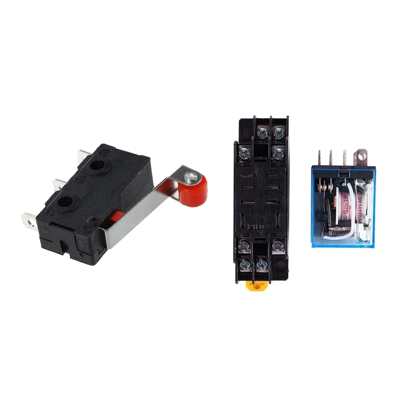 

Hot TTKK 1 Pcs 220V AC Coil DPDT Power Relay 8 Pin W PTF08A Socket & 10 Pcs Mini Limit Switch Roller Lever Arm