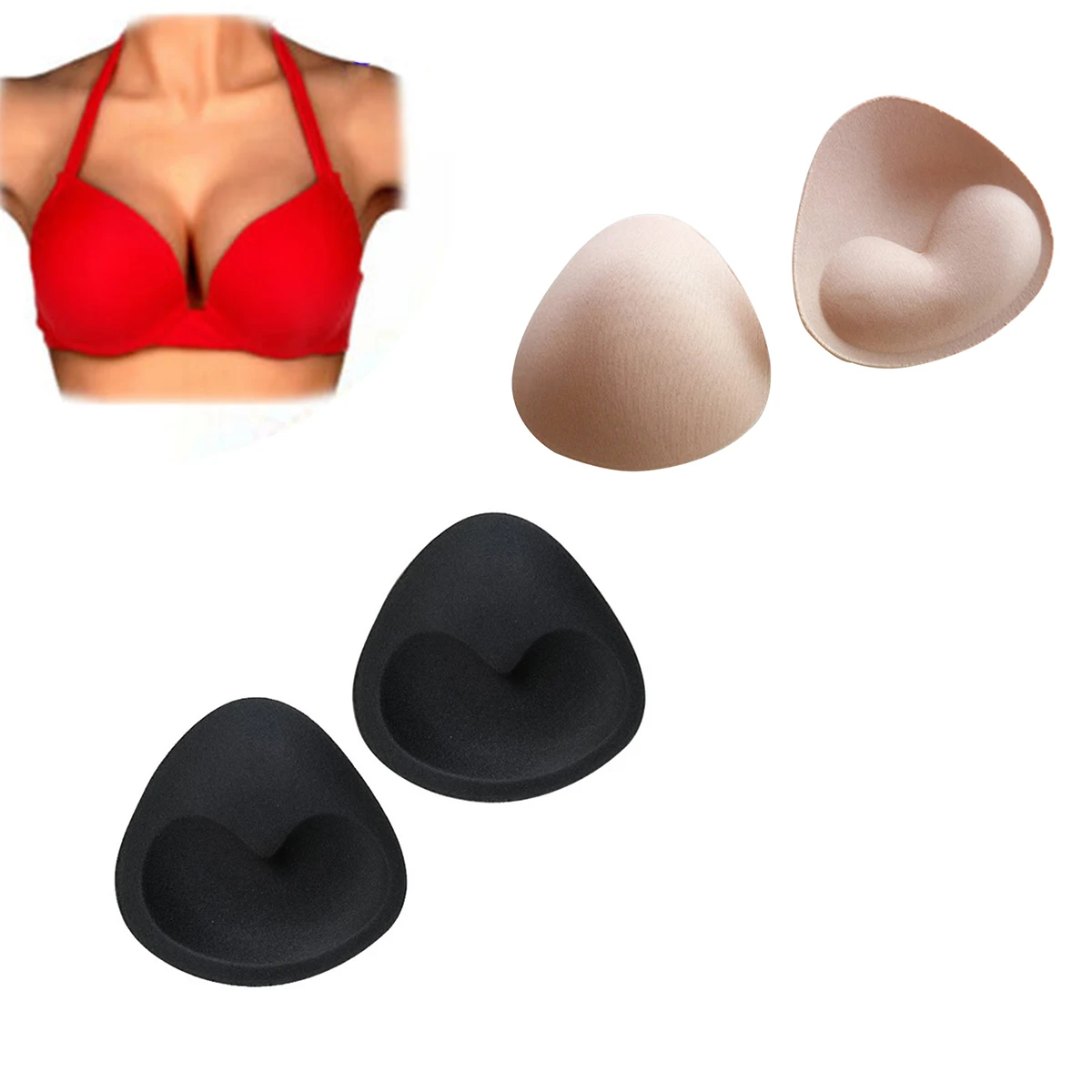 

1 Pair Sponge Foam Bikini Bra Pads Push Up Breast Removeable Bras Padding Inserts Chest Pad Cups for Swimsuit Padding Intimates