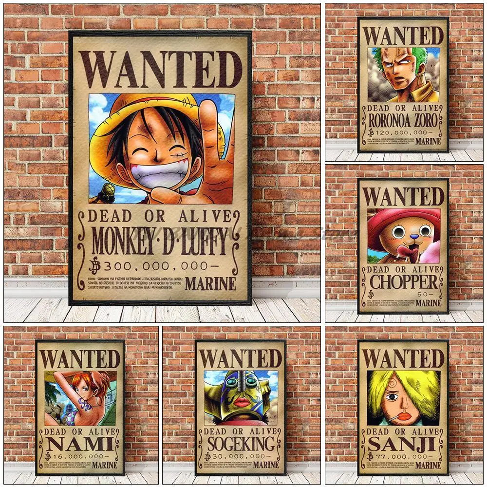 Collection One Piece Affiches murales Wanted Poster Manga Luffy