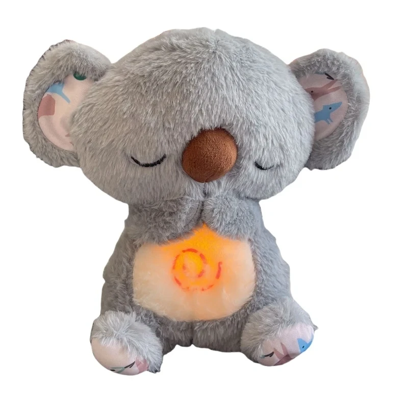 Plush Toy Baby Breathing Koala Otter Plush Doll Toy Kid Soothing Music Sleeping Companion Sound and Light