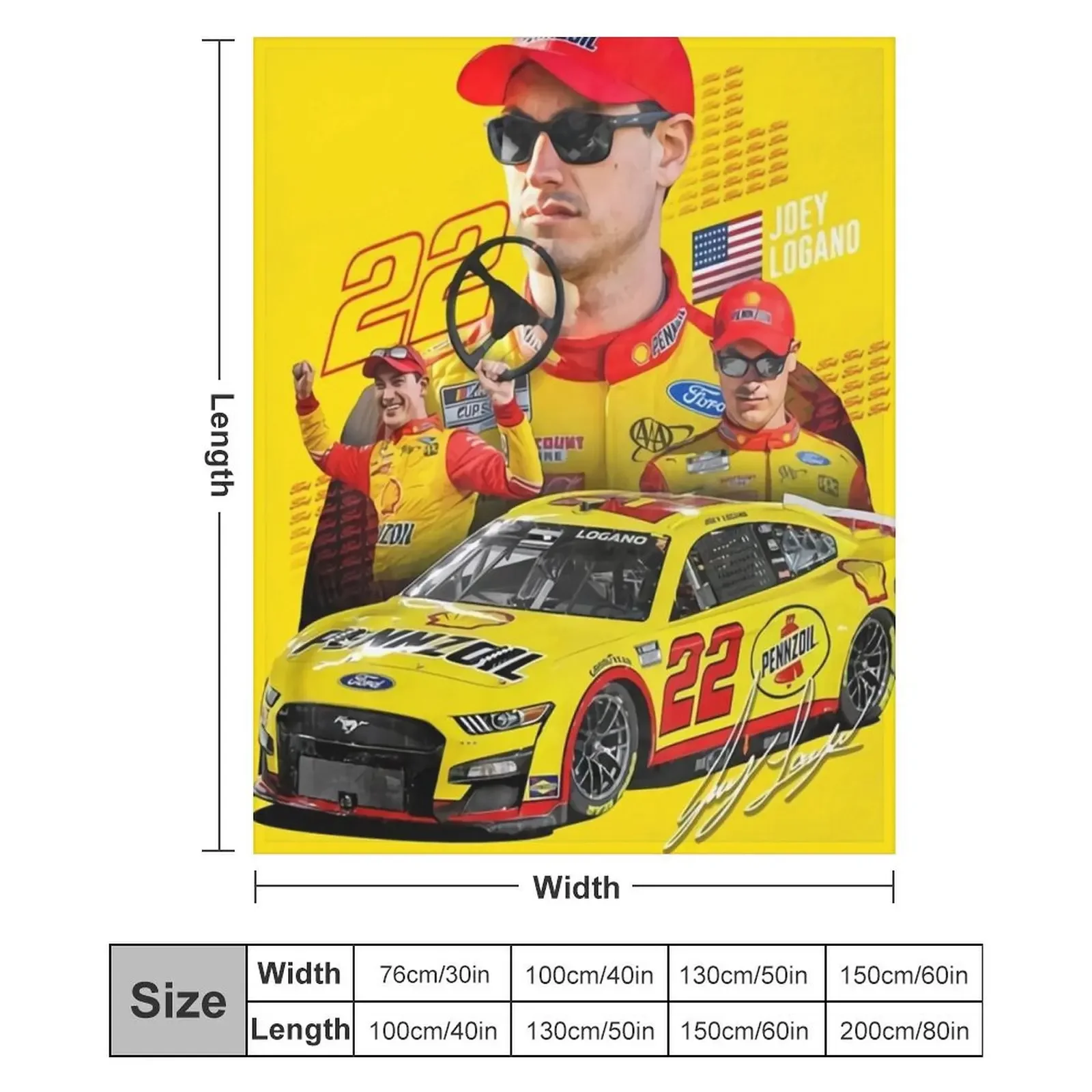 Joey Logano Next Gen Mustang 2022 Throw Blanket Bed Fashionable Plaid on the sofa manga Blankets 6