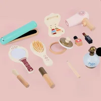 Wooden simulation makeup, playing house, children's toys, hair dryer, cosmetics, princess dressing, girl's birthday 3