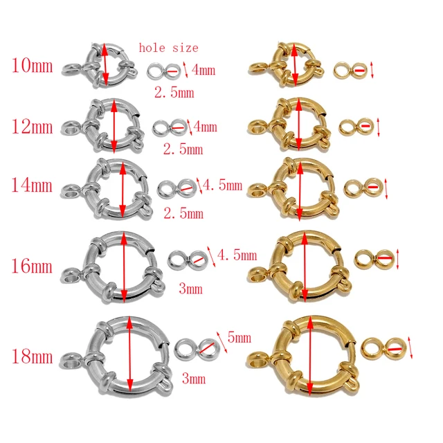 4pcs Stainless Steel Gold Round Spring Clasps Hooks for Bracelet Clavicle Necklace Clasp Connectors DIY Jewelry Making Supplies - Image 3