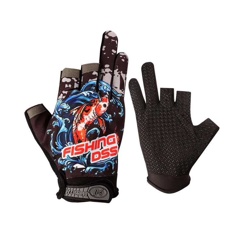 Outdoor Sports Fishing Men's Hand Sunscreen Gloves Clothing Three-finger Semi-breathable Tool Tackle Accessories 1Pair