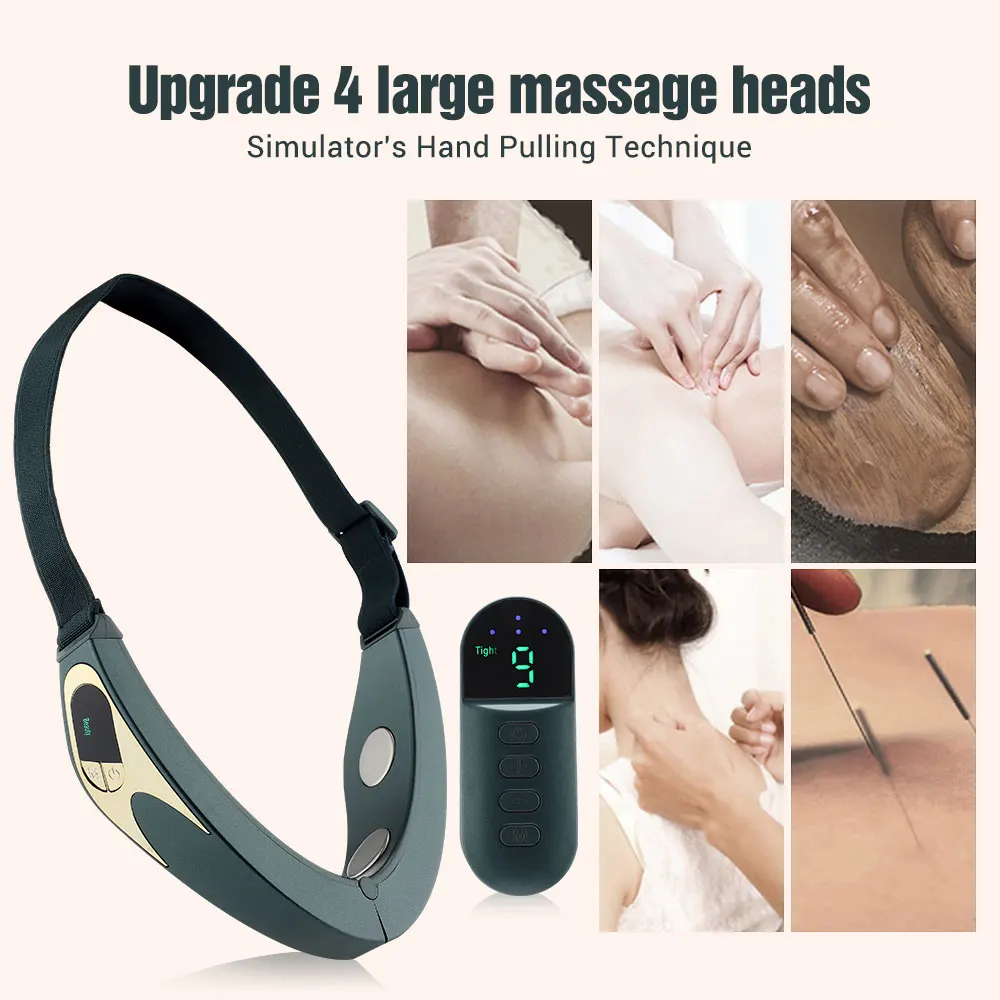 vibration facial massage techniques Facial Lifting Device Facial Slimming Vibration Massager Facial Heating  Double Chin V Shape Lift Belt Face Hot Compress Massager