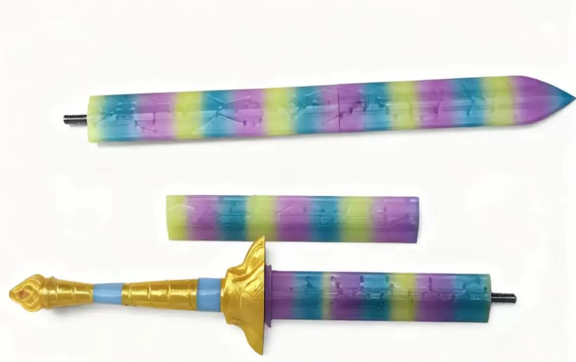 Épée Rétractable Fluorescente Demon Slayer - Accessoire Cosplay, Longueur 51-93 Cm, Effet Lumineux Bleu