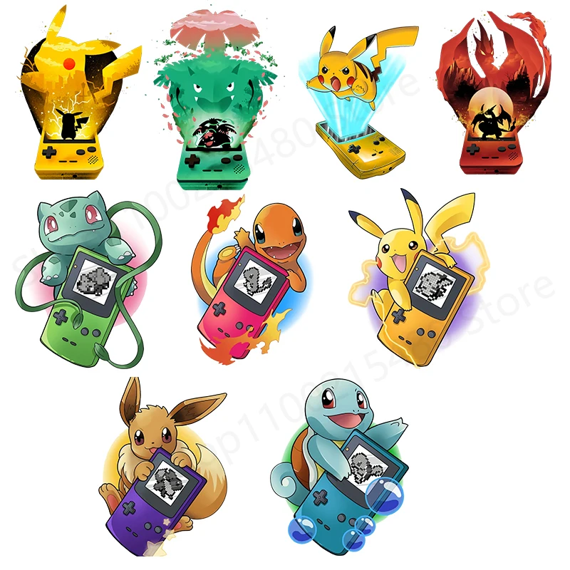 Pokemon Game Patches For Clothing Iron On Stickers For Tshirt Hoodies