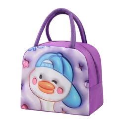Adorable Insulated Cartoon Kids' Lunch Tote with Zipper (Purple Cool Duck)