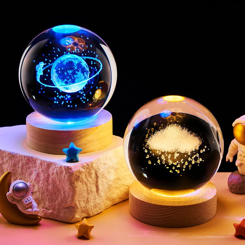 Luminous 3D Galaxy Crystal Sphere Lamp - Illuminated Astronomy Decor