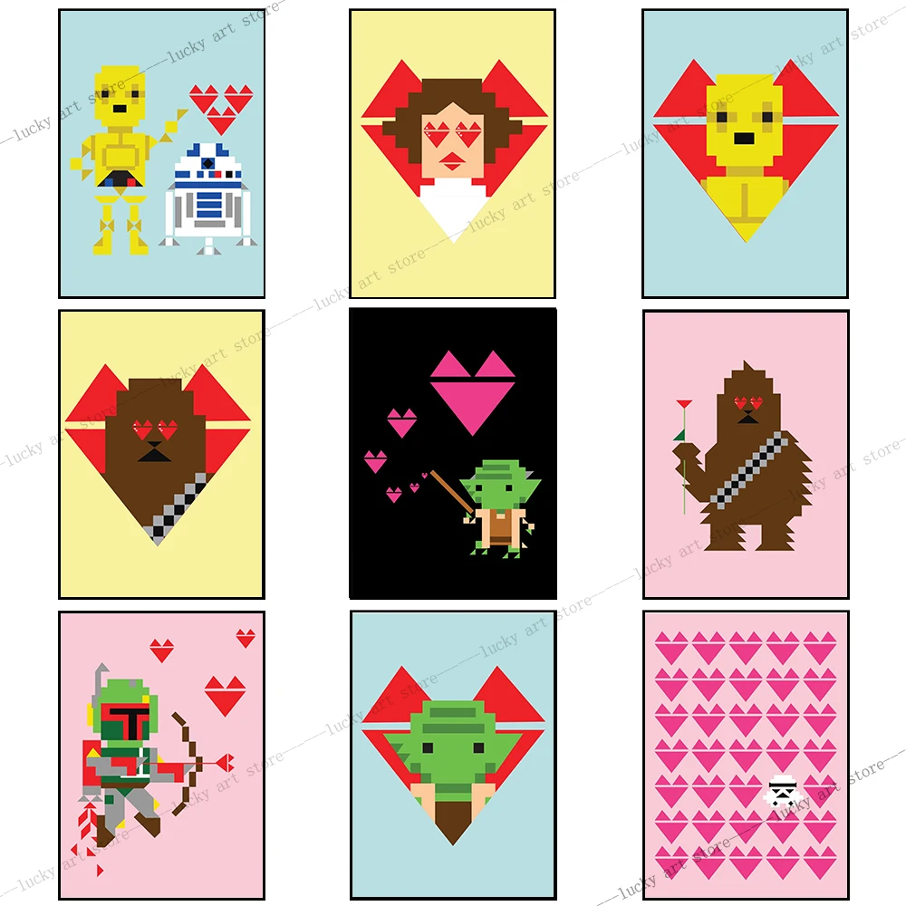 

Disney Cartoon Kawaii Mosaic Canvas Paintings Poster and Print Movie Wall Art Picture for Living Room Home Decoration Cuadros
