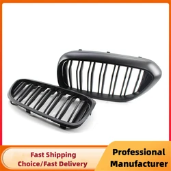 Sleek Glossy Black Double Slat Kidney Car Grille - Front Bumper Racing Design (Matte Black)