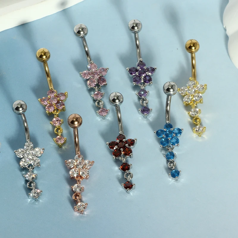 stainless steel dangle belly button piercings for women 14g navel piercing jewelry wholesales 50pcs mix color