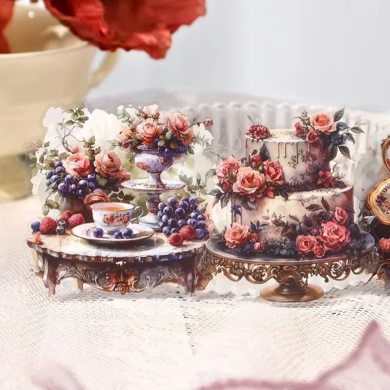 Stickers Old Castle Afternoon Tea Material Decorative Collage Supplies Stickers Handbook Scrapbook Cut 94&times;152mm 10Pcs Pack