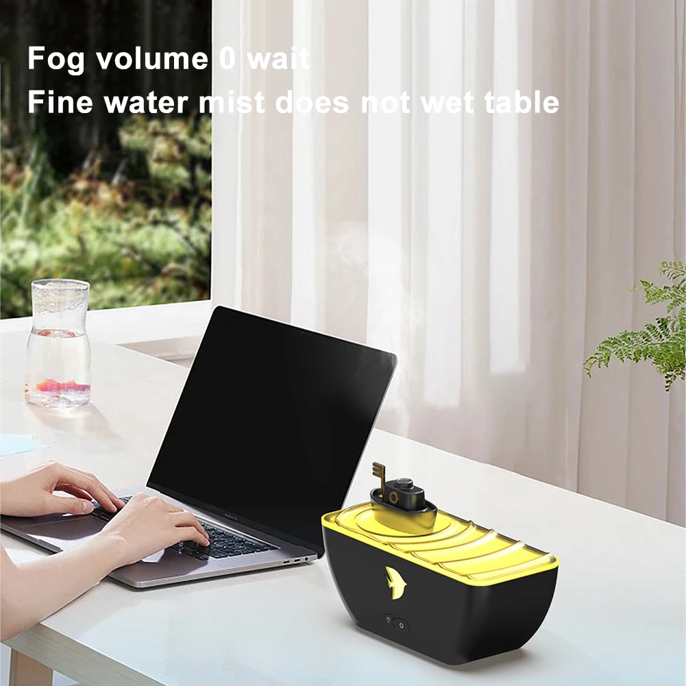 300ml Ship Shaped Cool Mist Humidifier with LED Light Fragrance Oil Diffuser Low Noise Aromatherapy Diffuser for Yoga Meditation 2