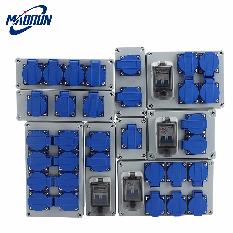 Outdoor rainwater socket Three holes 10A EU home wall mounted multi-function box electric car charging