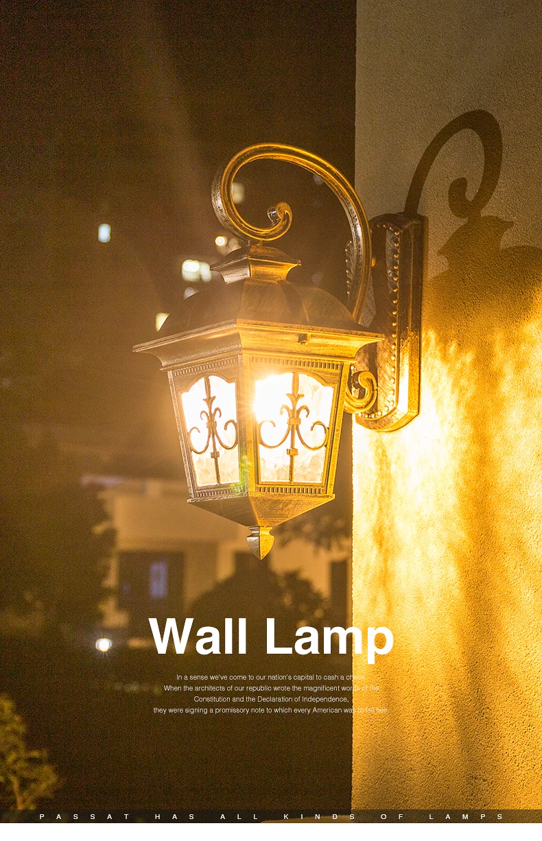 W1080 Traditional Outdoor Wall Lamp,Aluminum Light Body,Glass Lampshade,Waterproof,E27 LED Bulbs(Include)110v-220v kitchen wall lights