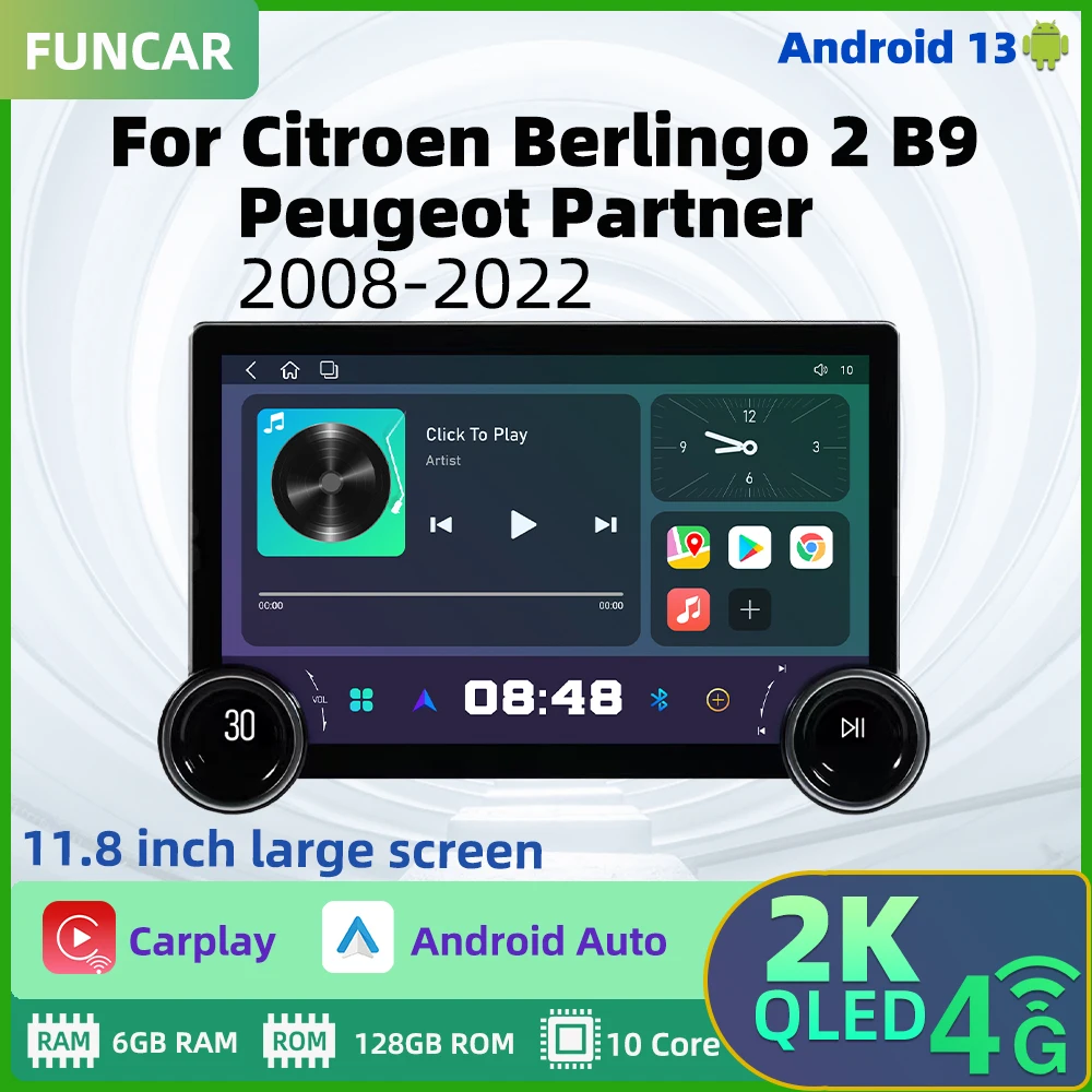 

Автомагнитола 2 Din на Android для Citroen Berlingo 2 B9 Peugeot Partner 2008-2022, GPS-навигация, мультимедийный плеер, головное устройство