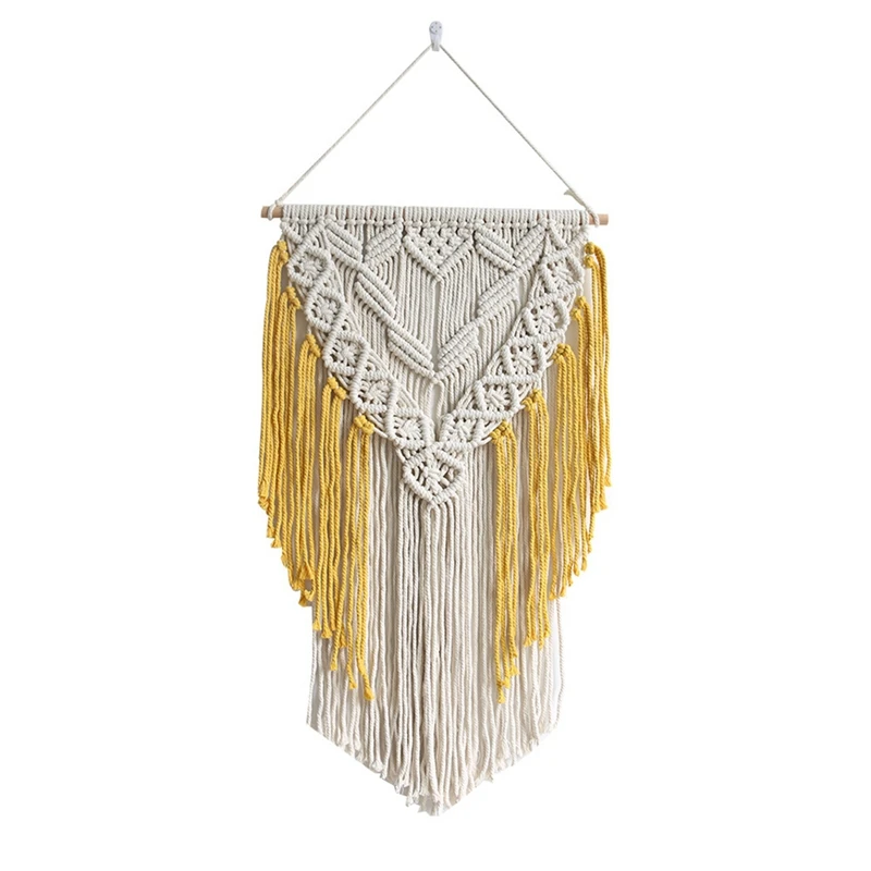 

1 PCS Bohemian Style Hand-Woven Shelf Tapestry Hanging Storage Tassel Tapestry For Book Potted Plants Shelf Living Room Wall