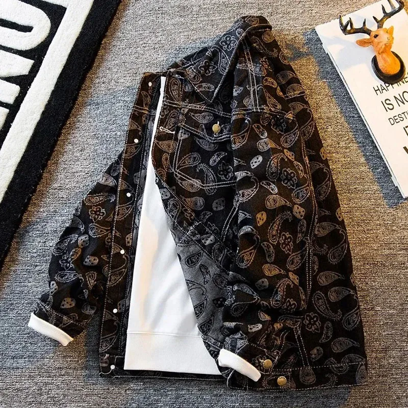 Spring And Autumn American Men's Fashion Coat High Quality Shopping Travel Brand Design Men's Loose Casual Denim Jacket Top