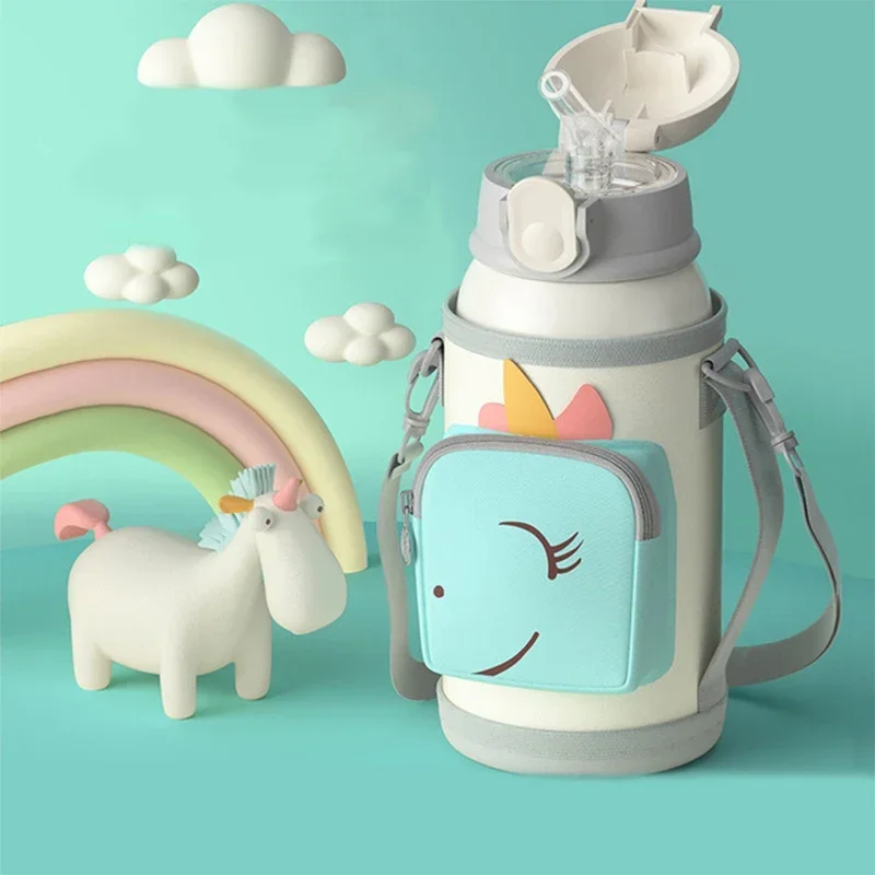 

Smart Unicorn Thermos Cups With Straw Travel Coffee Mug Stainless Steel Children Water Bottle Office Business Gift Milk Mug