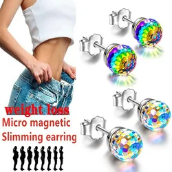 Fashion Colorful Rhinestone Stud Earring Lymphatic Drainage Earrings for Women Girls Magnetotherapy Weight Loss Slimming Jewelry