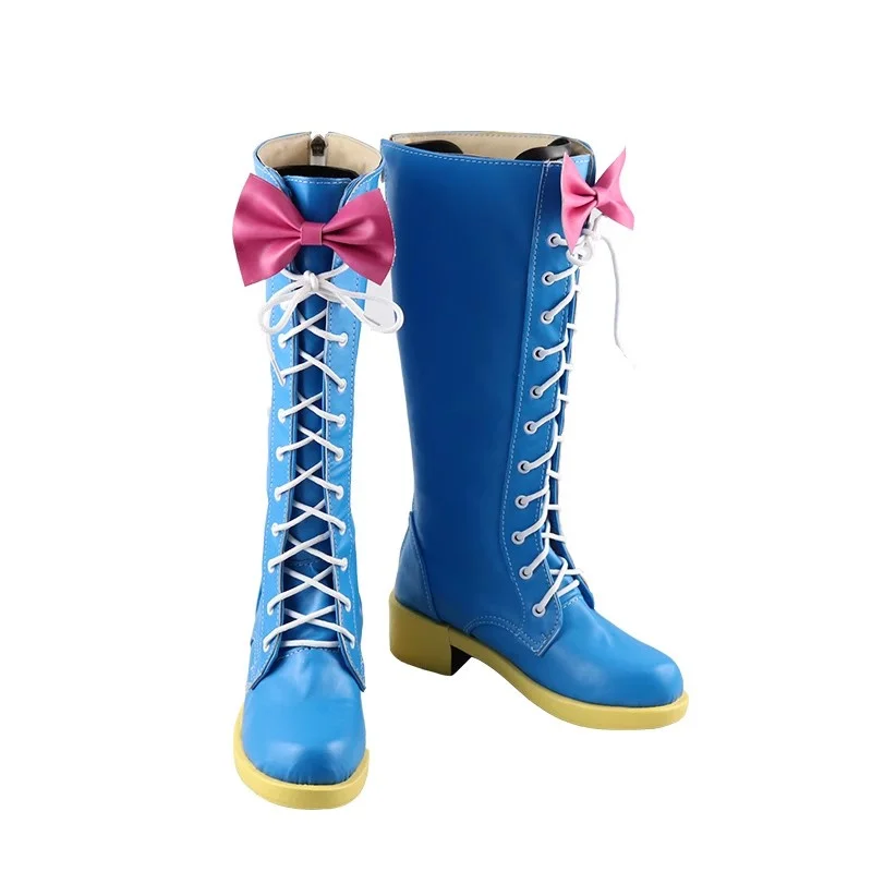 

Cartoon Anime Little Pony Pinkie Pie Cosplay Shoes Custom Blue Tall Canister Boots Costume Suit