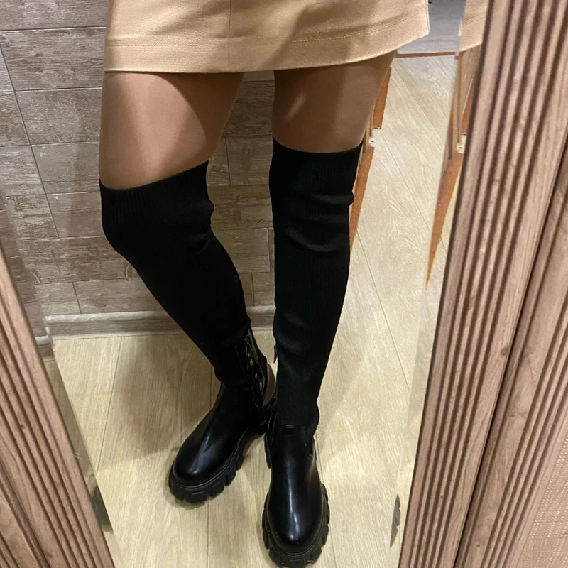 Thigh High Boots With Tall Flat Stretch Boots Trf Chloé Raina 50mm