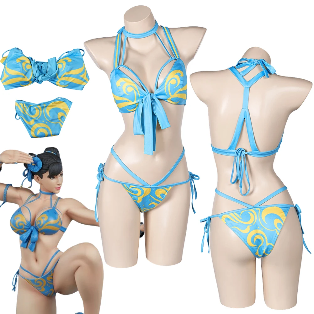 

Chun Li Street Cos истребитель Косплей фэнтезийная игра SF костюм купальник Маскировка для женщин для взрослых сексуальное бикини Хэллоуин Карнавальный Костюм