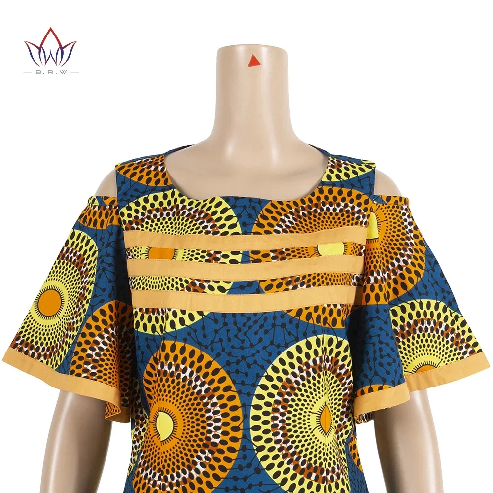African Dresses for Women African Cotton Wax Print Dresses Dashiki Women Short Sleeve O-neck Office Pencil Dress African Dress