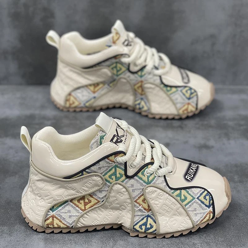 Luxury Retro Mens Chunky Sneakers Original Design Embroidery Denim Printing High Street Male Casual Shoes tenis masculino trend 6