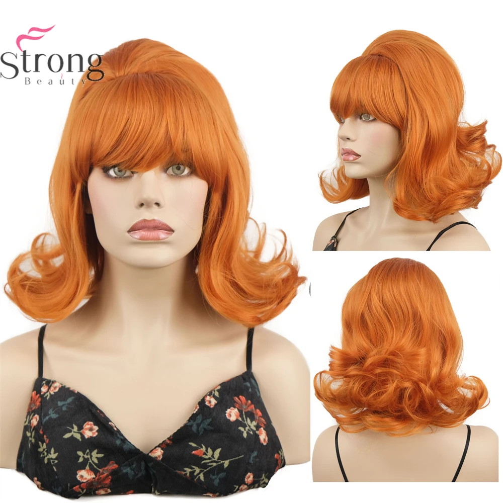 Orange Wig Women 60s Wig Short Flip Wig 50s Beehive Synthetic