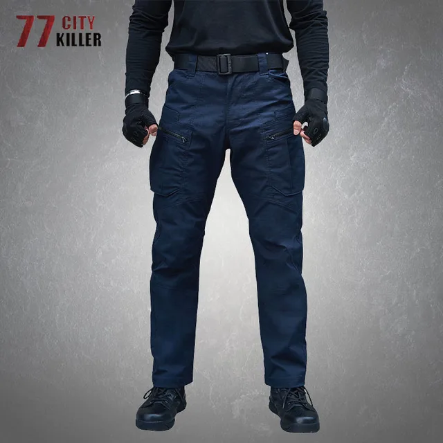 Tactical Pants Mens Wear-resistant Waterproof Multi-pocket Elasticity Trousers Male Commuter Combat Military Cargo Pants Joggers 1