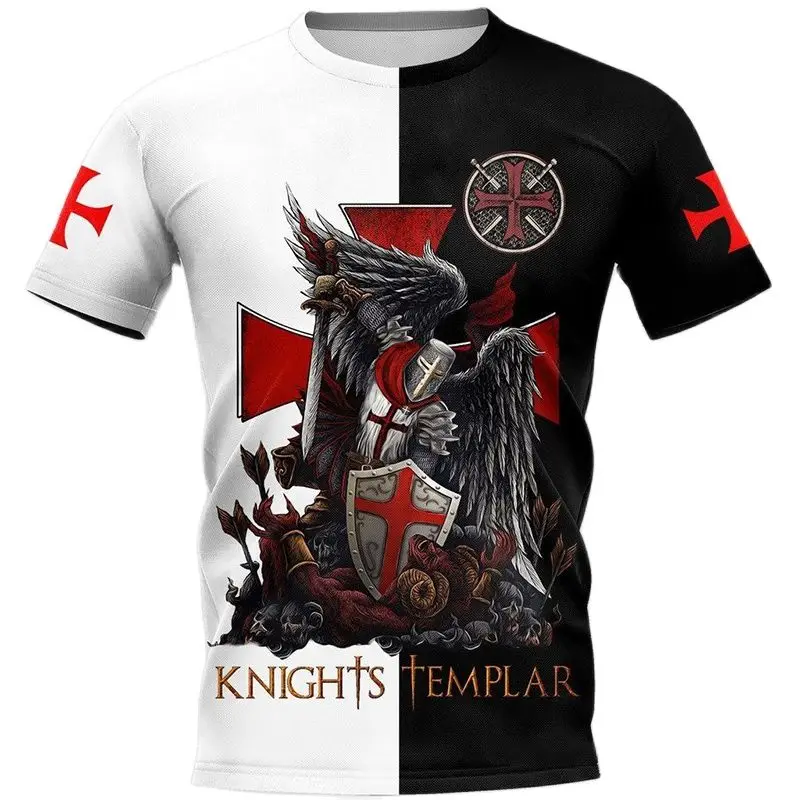 

Fashion Retro Knights Templar 3D Print Men's T-shirts Casual Streetwear Couple Tees Short Sleeve Tops Drop Shipping Clothing