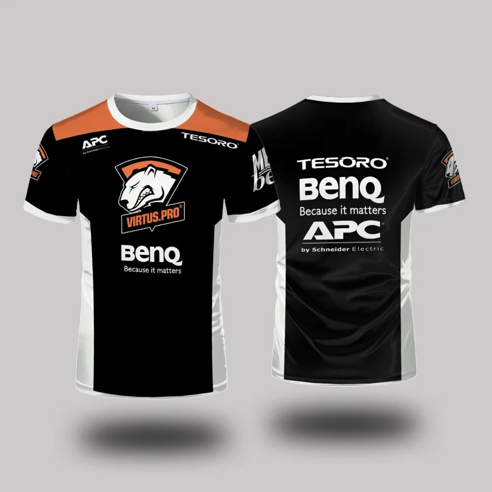 Virtus.Pro Esports Club 유니폼 여름 야외 남성 및 여성 스포츠 통기성 티셔츠 루즈한 데일리 캐주얼 라운드 넥 의류