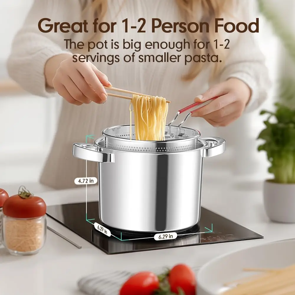 Stainless Steel Oil Filter Pan with Filter Frying Pan Double Ears with Frying Basket Cover Grease Storage