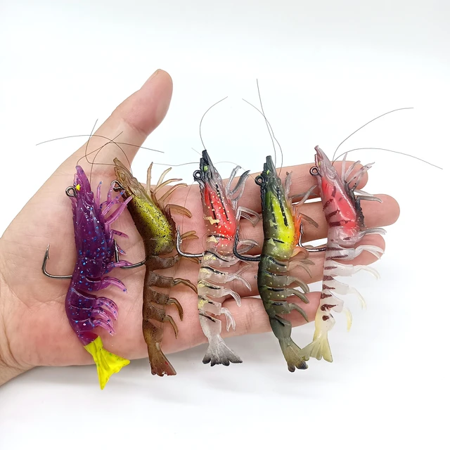 HOOFISH 5PCS/lot Shrimp Soft Luminous Artificial Fishing Lures 12g