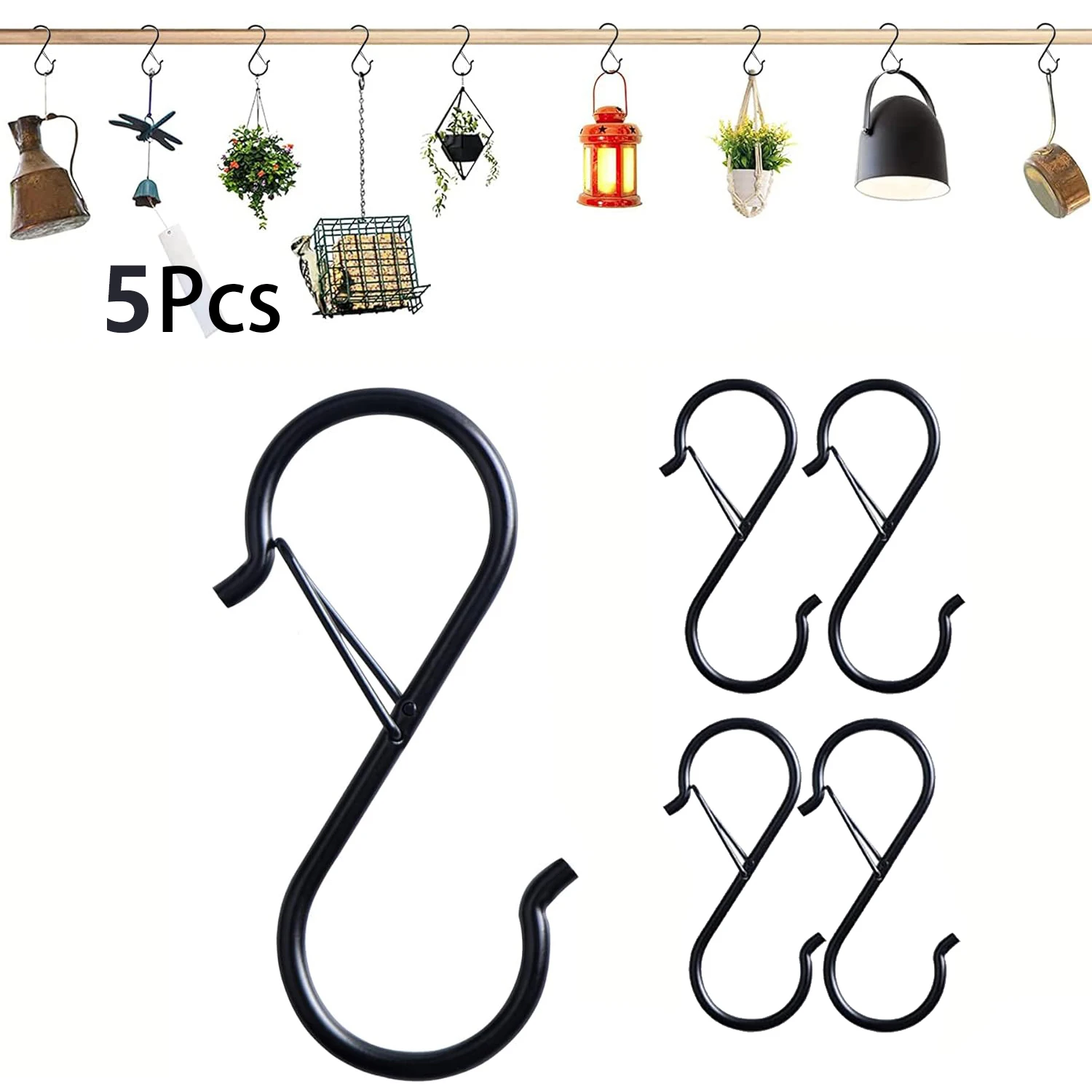 Durable Black S Hooks with Secure Safety Buckle