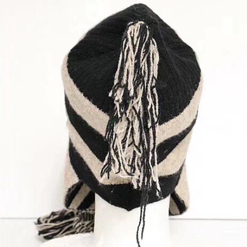 Anime Winter Long Tied Rope Beanies Cap Oosaki Shinichi Nana Outdoor Warm Winter Hat Women Streetwear Party Funny Bonnet