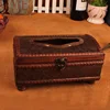 Royal Style Brown Torched Wood Bathroom Facial Tissue Box Holder Cover Napkin Tissue Dispenser Organizer Holder 4