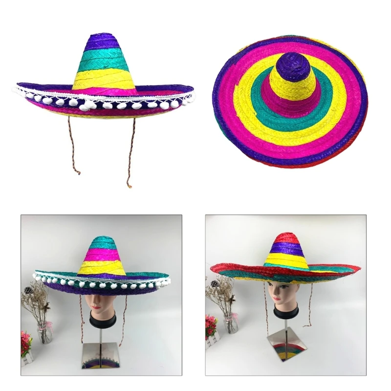 Bamboo Weaving Sombrero Hat Festival Hats Mexicans Party Hat Photography Props for Adults Traditional Costume Headwear dvotinst newborn photography props for baby girls off shoulder lace dress headband 2 piece costume studio shooting photo props