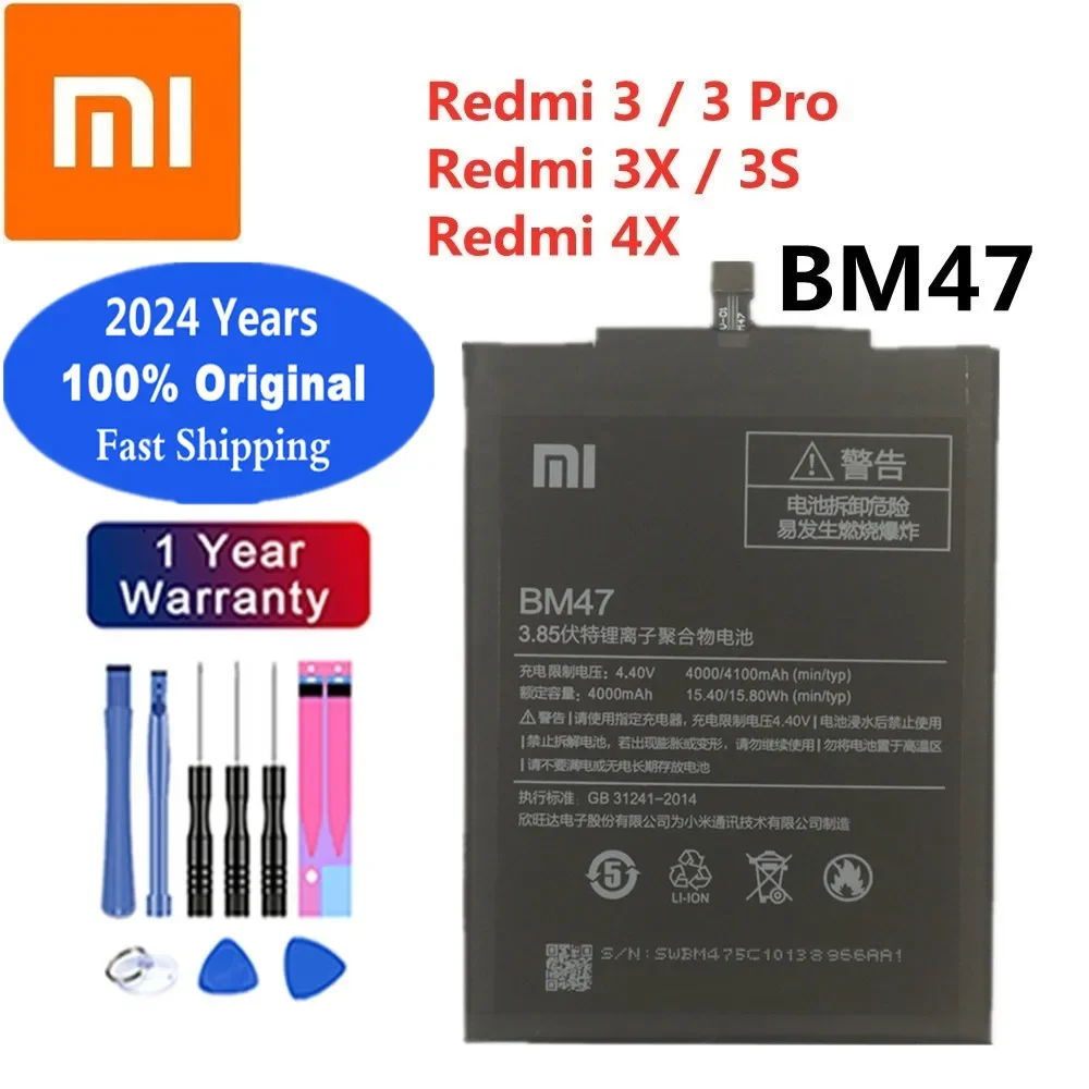 

2024 год, BM47, 100% оригинальный аккумулятор для Xiaomi Redmi 3, 3S, 3X, 4X / 3 Pro, 3 Pro, аккумулятор для телефона, быстрая доставка