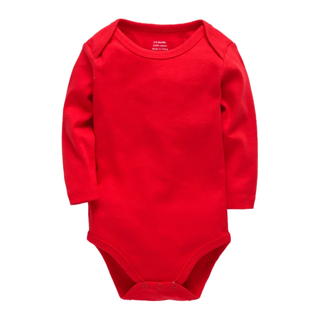 Bébé filles vêtements Body costume nouveau-né infantile garçons barboteuse infantile à manches longues été rouge combinaison coton couleur unie pyjama Bebe 1